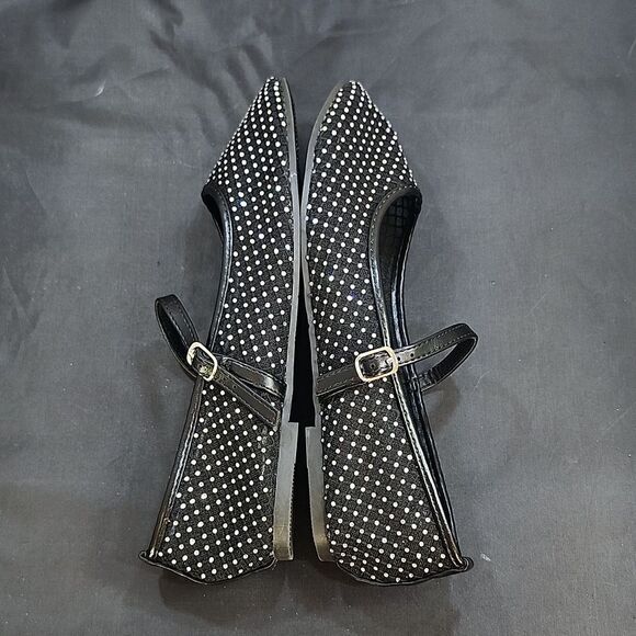 BRAND NEW TOP MODA MESH STUDDED  BUCKLE STRAP COMFORTABLE BALLERINA  FLA… - Picture 7 of 15